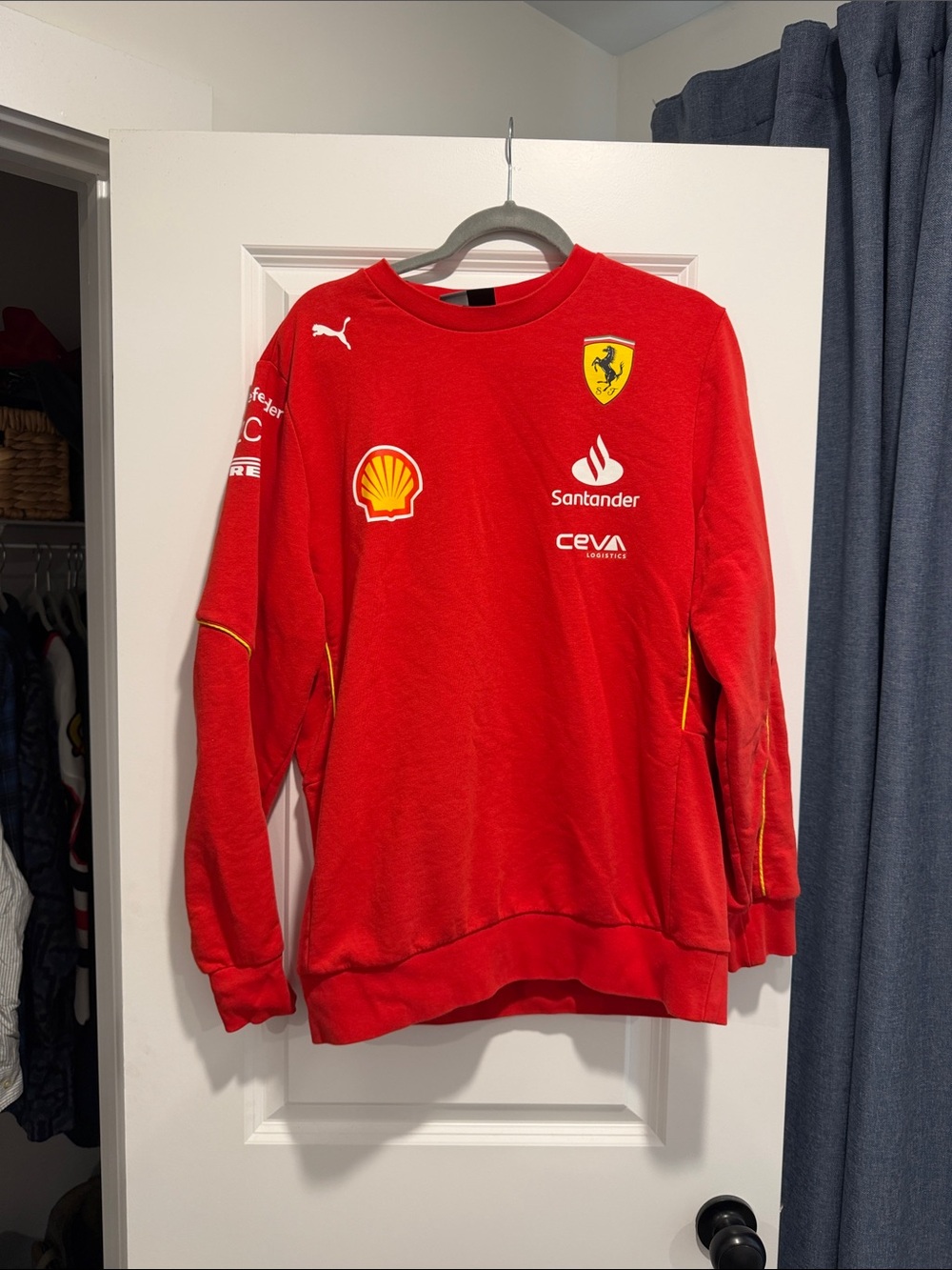 Ferrari Red Crewneck Sweater with Team Logos